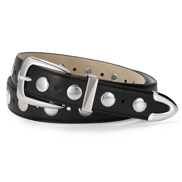 7229 Women Leather Belt Fashion Studded Ladies Punk Silver Buckle main image 4